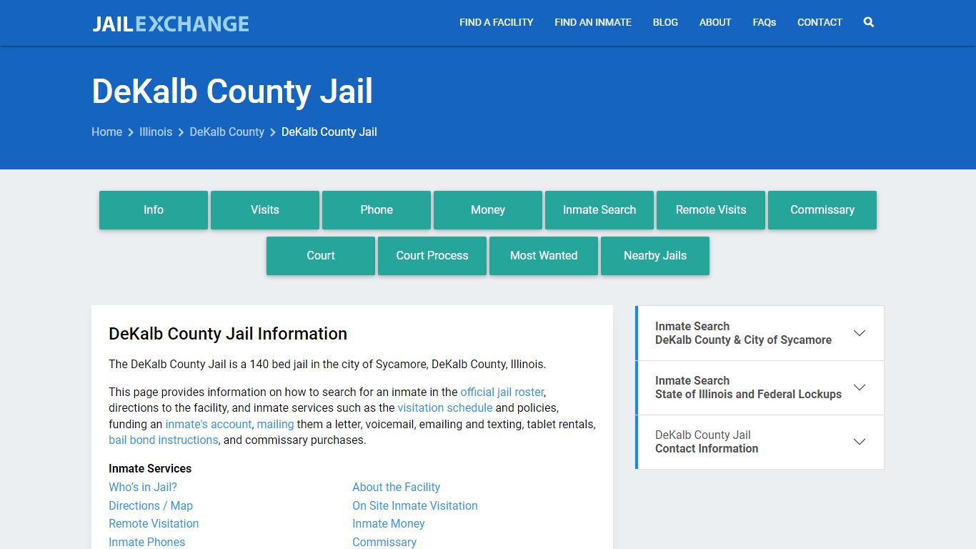 DeKalb County Jail, IL Inmate Search, Information
